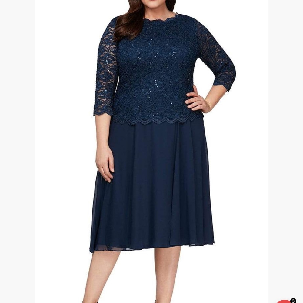 Alex Evenings Navy Dress with Sequins